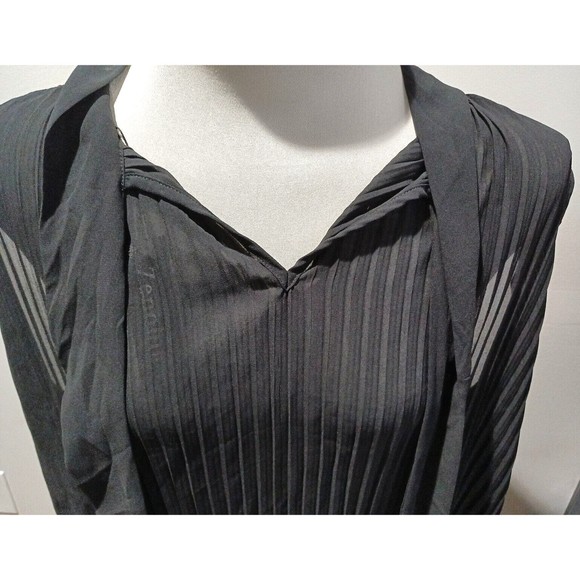 Zenobia Womens Sleeveless Sheer Black Back Bow Tie Closure Top Pleated 3XL New - Picture 7 of 10